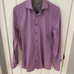 Twillory Dress Shirt Men' 14.5 32/33 Purple Blue Check Tailored Performance